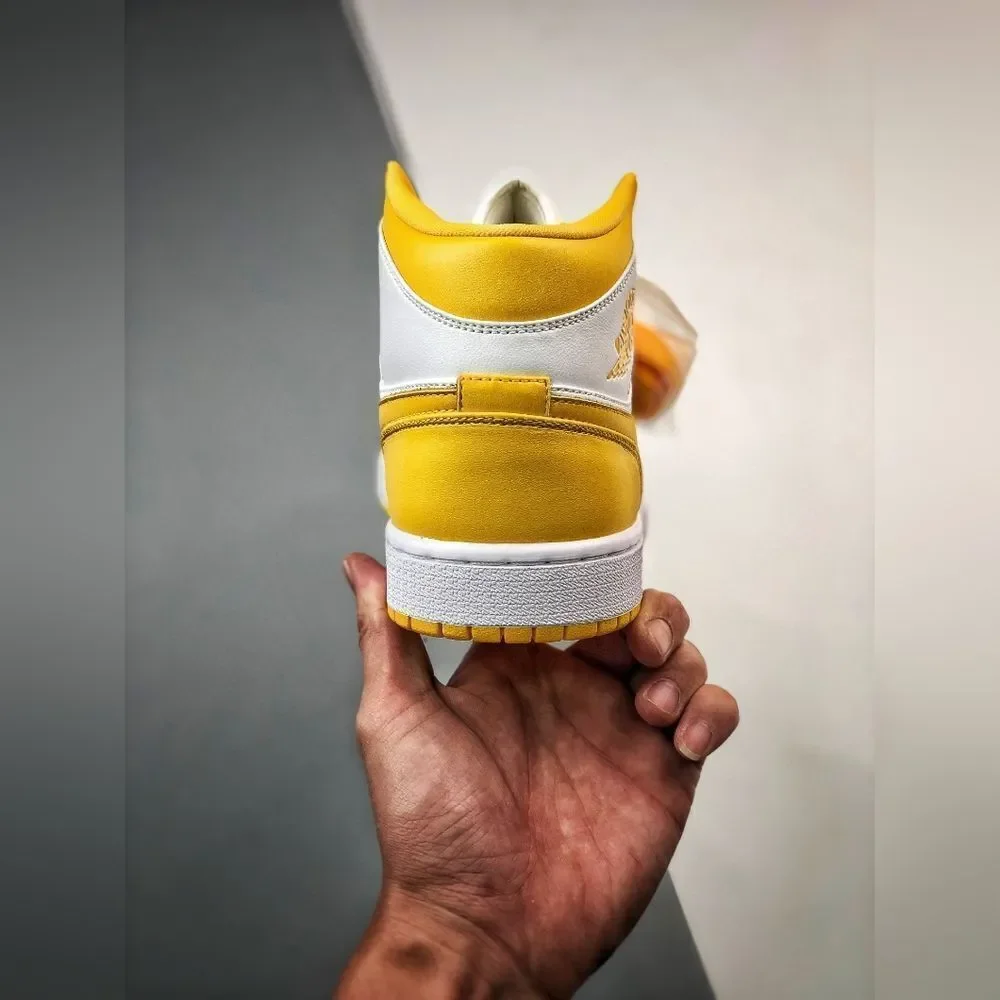 Air‎ Jordan 1 Mid Pollen White Yellow Size 8 & 1/2 in yellow and white NWT